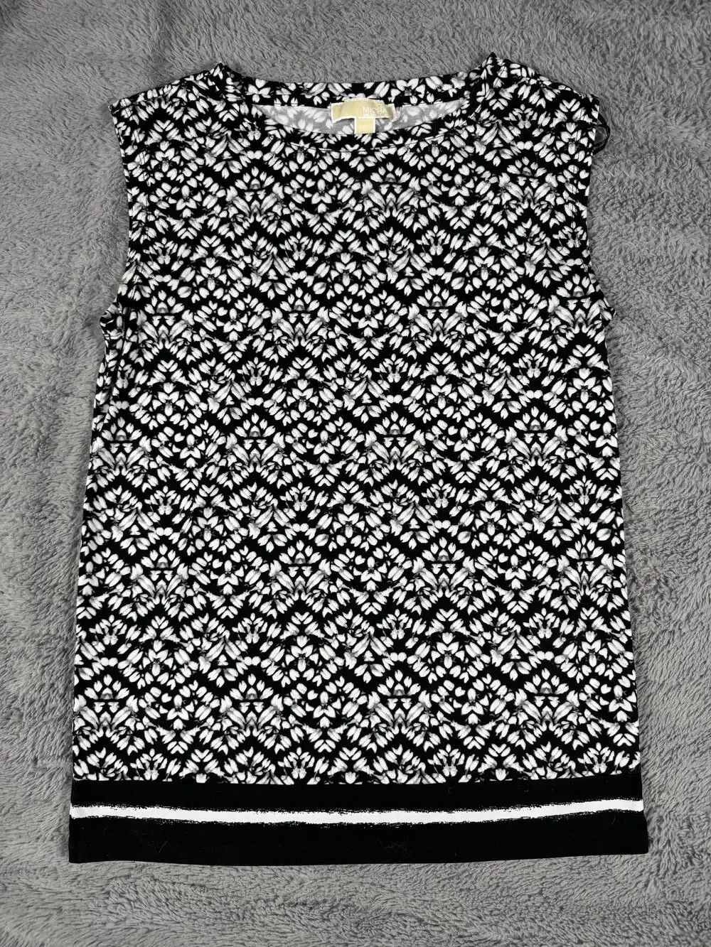 Michael Kors Tank Top Womens Small Black Floral Knit Sleeveless Pullover Casual